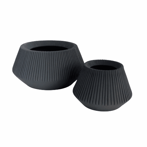 TIWI CERAMICS Ribbed Pot Charcoal