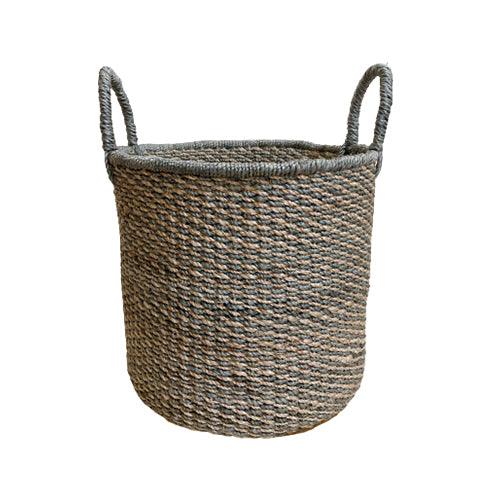 Abaca Round Basket COLOR MIX Grey-Natural - RADA COLLAB
