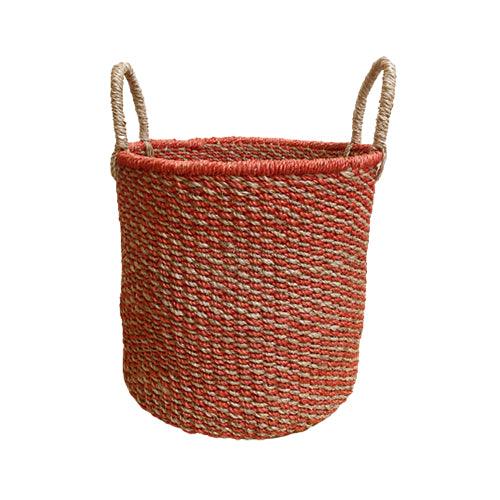 Abaca Round Basket COLOR MIX Red-Natural - RADA COLLAB