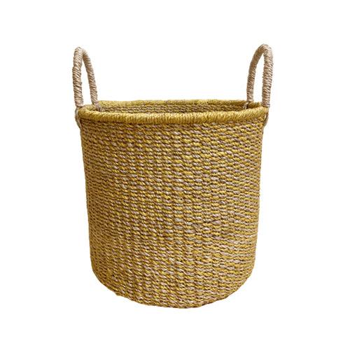 Abaca Round Basket COLOR MIX Yellow-Natural - RADA COLLAB